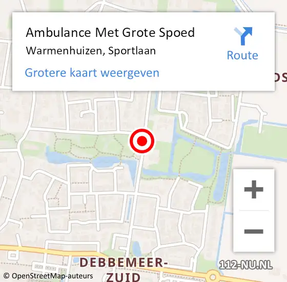 Locatie op kaart van de 112 melding: Ambulance Met Grote Spoed Naar Warmenhuizen, Sportlaan op 18 januari 2021 14:24