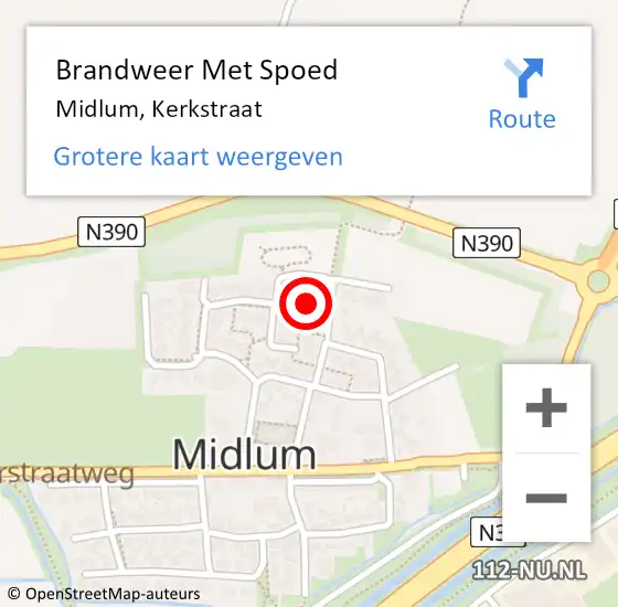 Locatie op kaart van de 112 melding: Brandweer Met Spoed Naar Midlum, Kerkstraat op 31 mei 2014 01:24