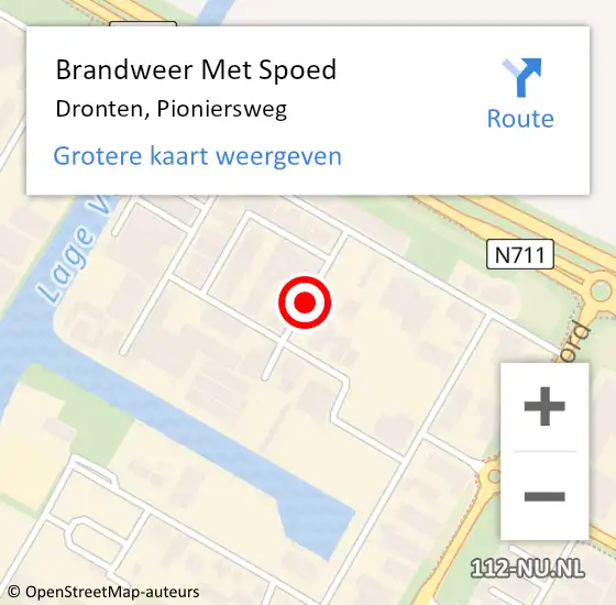 Locatie op kaart van de 112 melding: Brandweer Met Spoed Naar Dronten, Pioniersweg op 18 januari 2021 15:38