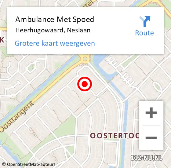 Locatie op kaart van de 112 melding: Ambulance Met Spoed Naar Heerhugowaard, Neslaan op 18 januari 2021 17:35