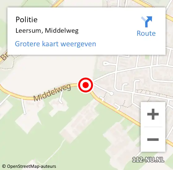 Locatie op kaart van de 112 melding: Politie Leersum, Middelweg op 31 mei 2014 02:19