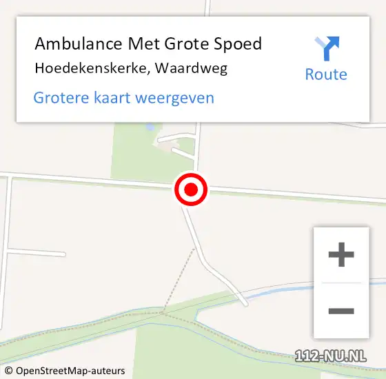 Locatie op kaart van de 112 melding: Ambulance Met Grote Spoed Naar Hoedekenskerke, Waardweg op 31 mei 2014 02:24