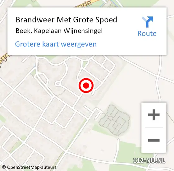 Locatie op kaart van de 112 melding: Brandweer Met Grote Spoed Naar Beek, Kapelaan Wijnensingel op 18 januari 2021 21:05