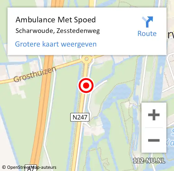 Locatie op kaart van de 112 melding: Ambulance Met Spoed Naar Scharwoude, Zesstedenweg op 18 januari 2021 23:32
