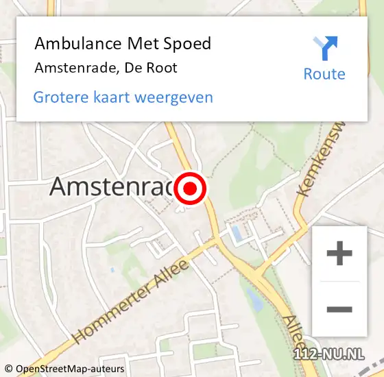 Locatie op kaart van de 112 melding: Ambulance Met Spoed Naar Amstenrade, De Root op 31 mei 2014 02:39