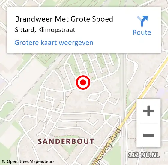 Locatie op kaart van de 112 melding: Brandweer Met Grote Spoed Naar Sittard, Klimopstraat op 18 januari 2021 23:57