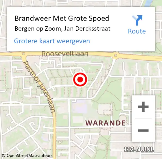 Locatie op kaart van de 112 melding: Brandweer Met Grote Spoed Naar Bergen op Zoom, Jan Dercksstraat op 19 januari 2021 01:45