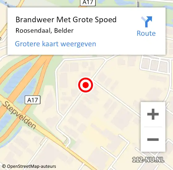 Locatie op kaart van de 112 melding: Brandweer Met Grote Spoed Naar Roosendaal, Belder op 19 januari 2021 04:25