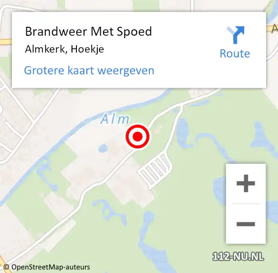 Locatie op kaart van de 112 melding: Brandweer Met Spoed Naar Almkerk, Hoekje op 31 mei 2014 03:05