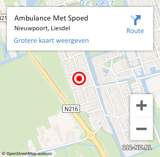 Locatie op kaart van de 112 melding: Ambulance Met Spoed Naar Nieuwpoort, Liesdel op 19 januari 2021 05:52