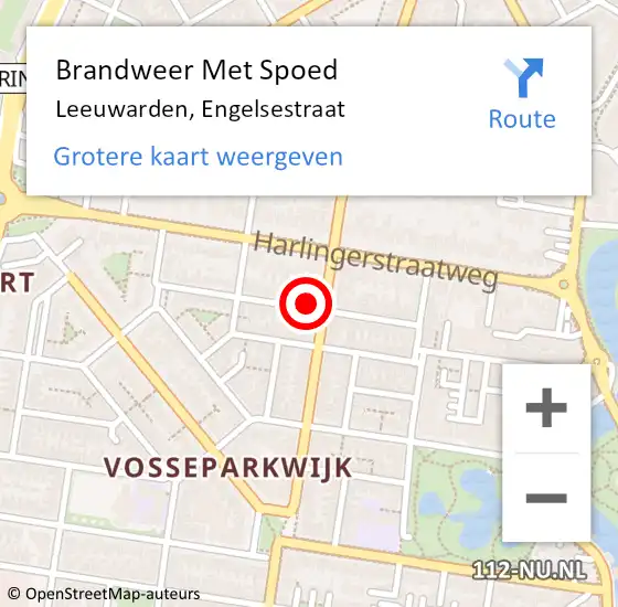 Locatie op kaart van de 112 melding: Brandweer Met Spoed Naar Leeuwarden, Engelsestraat op 3 oktober 2013 15:32