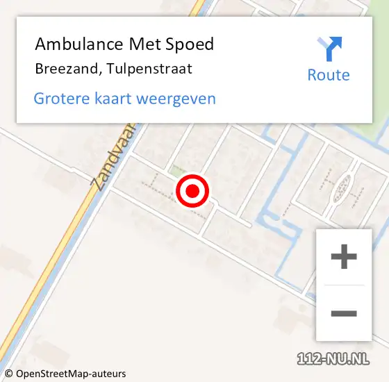 Locatie op kaart van de 112 melding: Ambulance Met Spoed Naar Breezand, Tulpenstraat op 19 januari 2021 08:49