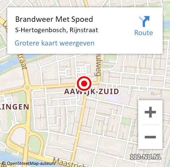 Locatie op kaart van de 112 melding: Brandweer Met Spoed Naar S-Hertogenbosch, Rijnstraat op 19 januari 2021 09:50