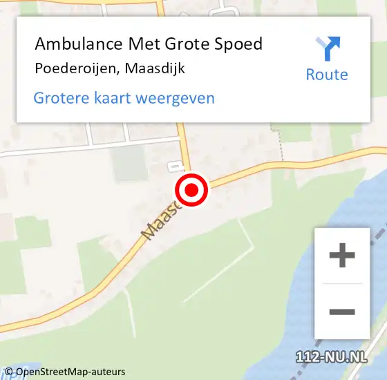 Locatie op kaart van de 112 melding: Ambulance Met Grote Spoed Naar Poederoijen, Maasdijk op 19 januari 2021 12:08