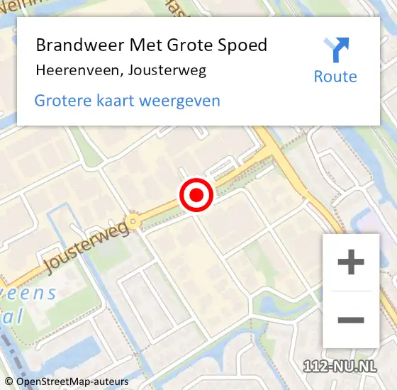 Locatie op kaart van de 112 melding: Brandweer Met Grote Spoed Naar Heerenveen, Jousterweg op 19 januari 2021 12:12