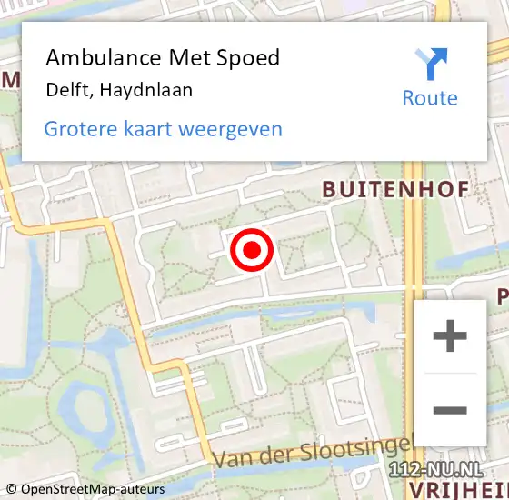 Locatie op kaart van de 112 melding: Ambulance Met Spoed Naar Delft, Haydnlaan op 19 januari 2021 14:01