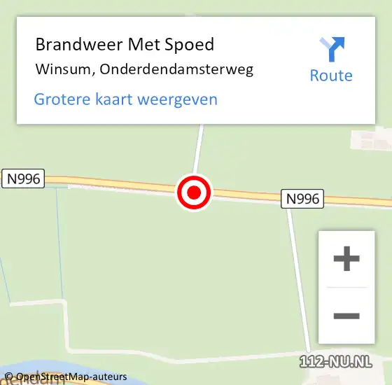 Locatie op kaart van de 112 melding: Brandweer Met Spoed Naar Winsum, Onderdendamsterweg op 19 januari 2021 14:05