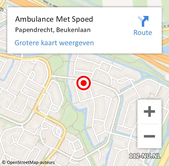 Locatie op kaart van de 112 melding: Ambulance Met Spoed Naar Papendrecht, Beukenlaan op 19 januari 2021 14:22