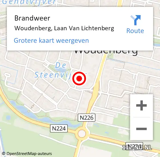 Locatie op kaart van de 112 melding: Brandweer Woudenberg, Laan Van Lichtenberg op 31 mei 2014 05:31