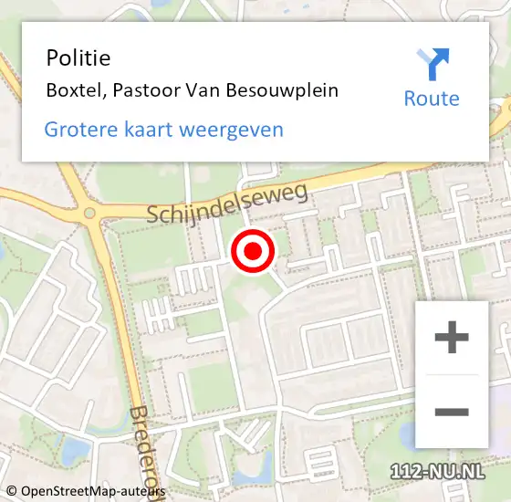 Locatie op kaart van de 112 melding: Politie Boxtel, Pastoor Van Besouwplein op 19 januari 2021 15:17