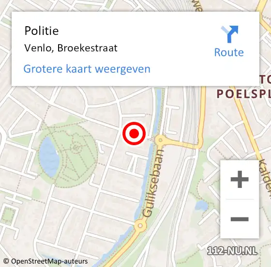 Locatie op kaart van de 112 melding: Politie Venlo, Broekestraat op 19 januari 2021 15:47