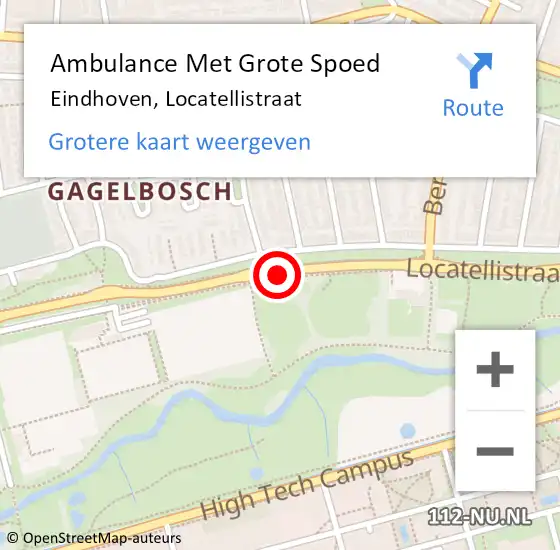 Locatie op kaart van de 112 melding: Ambulance Met Grote Spoed Naar Eindhoven, Locatellistraat op 19 januari 2021 17:28