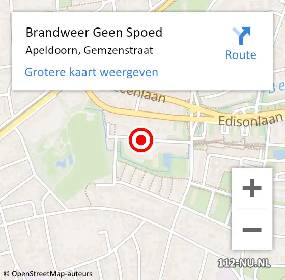 Locatie op kaart van de 112 melding: Brandweer Geen Spoed Naar Apeldoorn, Gemzenstraat op 19 januari 2021 17:32