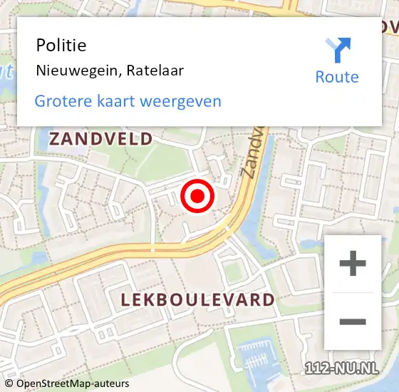 Locatie op kaart van de 112 melding: Politie Nieuwegein, Ratelaar op 19 januari 2021 17:33