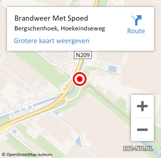 Locatie op kaart van de 112 melding: Brandweer Met Spoed Naar Bergschenhoek, Hoekeindseweg op 19 januari 2021 19:02