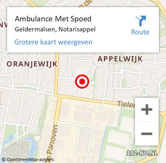 Locatie op kaart van de 112 melding: Ambulance Met Spoed Naar Geldermalsen, Notarisappel op 19 januari 2021 19:30