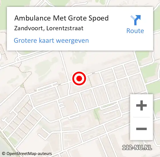 Locatie op kaart van de 112 melding: Ambulance Met Grote Spoed Naar Zandvoort, Lorentzstraat op 19 januari 2021 20:11