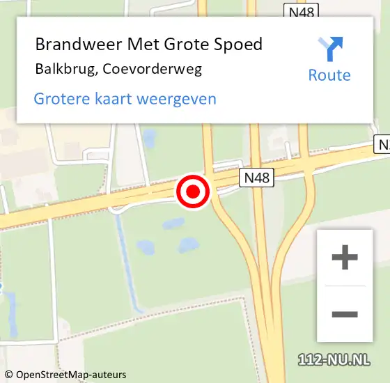 Locatie op kaart van de 112 melding: Brandweer Met Grote Spoed Naar Balkbrug, Coevorderweg op 19 januari 2021 20:16