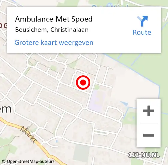 Locatie op kaart van de 112 melding: Ambulance Met Spoed Naar Beusichem, Christinalaan op 19 januari 2021 21:22