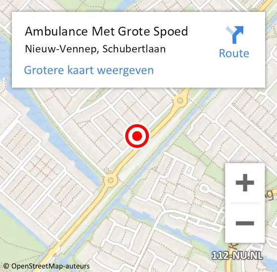 Locatie op kaart van de 112 melding: Ambulance Met Grote Spoed Naar Nieuw-Vennep, Schubertlaan op 19 januari 2021 22:41