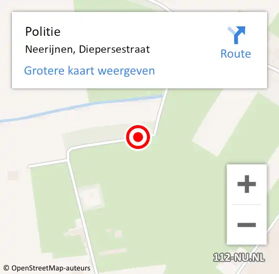 Locatie op kaart van de 112 melding: Politie Neerijnen, Diepersestraat op 19 januari 2021 23:13