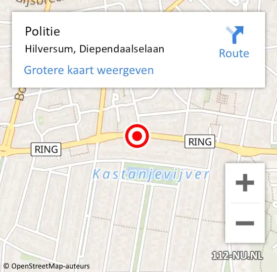 Locatie op kaart van de 112 melding: Politie Hilversum, Diependaalselaan op 20 januari 2021 00:31