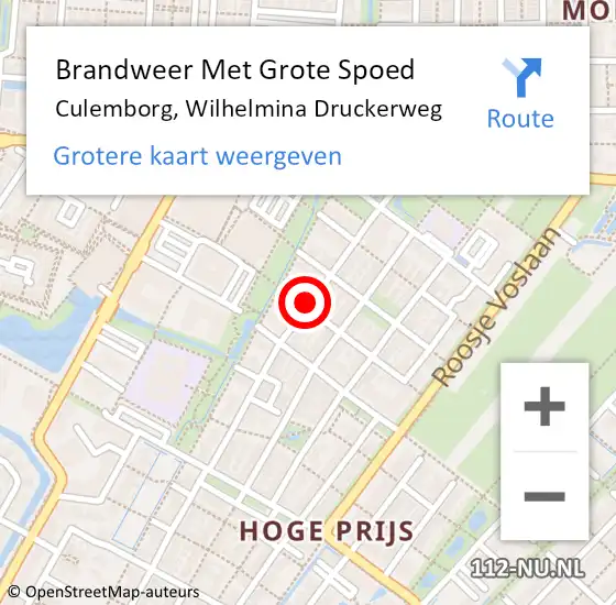 Locatie op kaart van de 112 melding: Brandweer Met Grote Spoed Naar Culemborg, Wilhelmina Druckerweg op 20 januari 2021 02:37