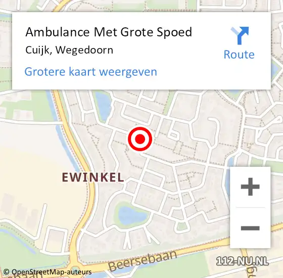 Locatie op kaart van de 112 melding: Ambulance Met Grote Spoed Naar Cuijk, Wegedoorn op 20 januari 2021 02:44