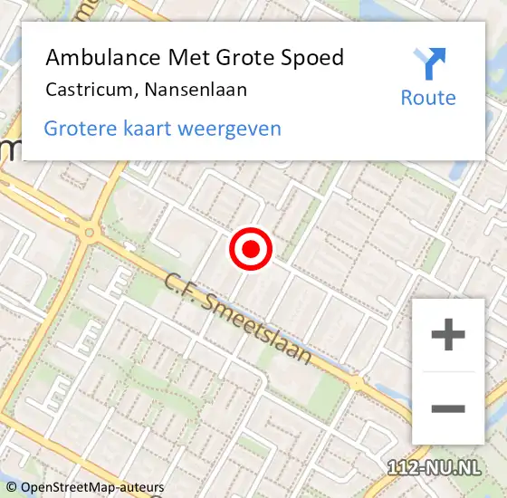 Locatie op kaart van de 112 melding: Ambulance Met Grote Spoed Naar Castricum, Nansenlaan op 20 januari 2021 04:02