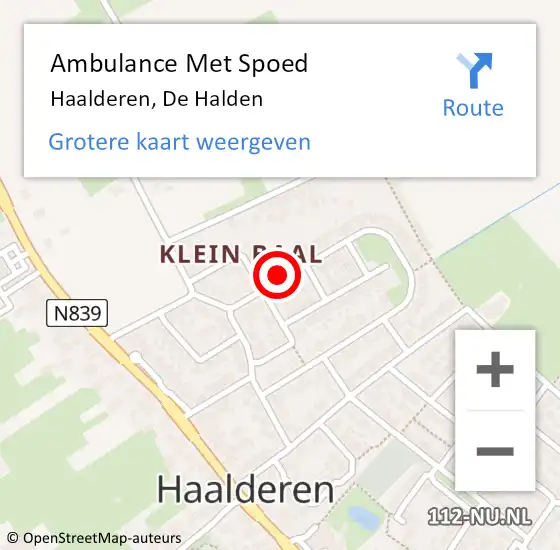 Locatie op kaart van de 112 melding: Ambulance Met Spoed Naar Haalderen, De Halden op 20 januari 2021 06:28