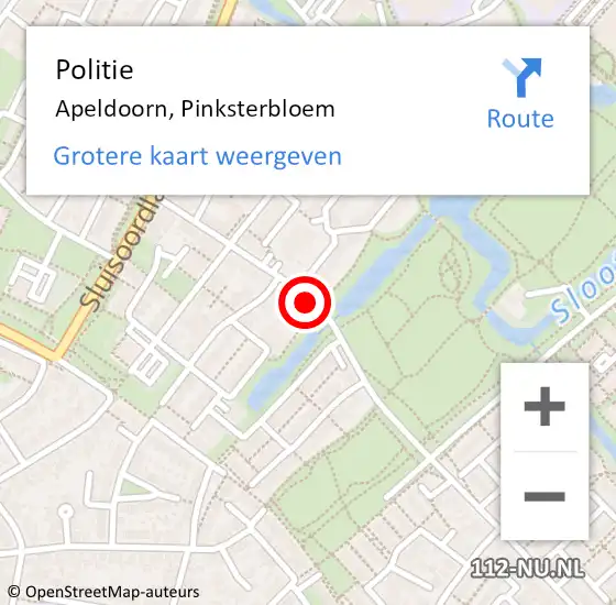 Locatie op kaart van de 112 melding: Politie Apeldoorn, Pinksterbloem op 20 januari 2021 08:20