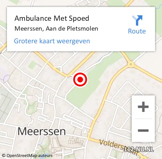 Locatie op kaart van de 112 melding: Ambulance Met Spoed Naar Meerssen, Aan de Pletsmolen op 31 mei 2014 08:36