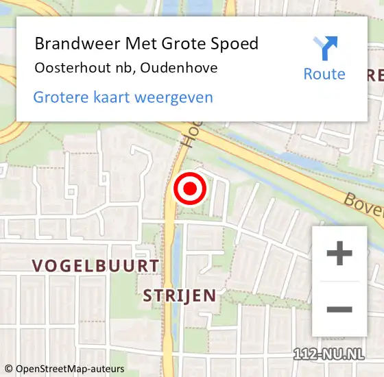 Locatie op kaart van de 112 melding: Brandweer Met Grote Spoed Naar Oosterhout nb, Oudenhove op 20 januari 2021 11:41