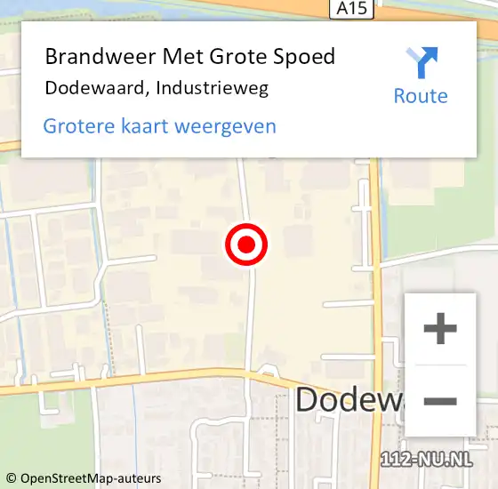 Locatie op kaart van de 112 melding: Brandweer Met Grote Spoed Naar Dodewaard, Industrieweg op 20 januari 2021 12:01