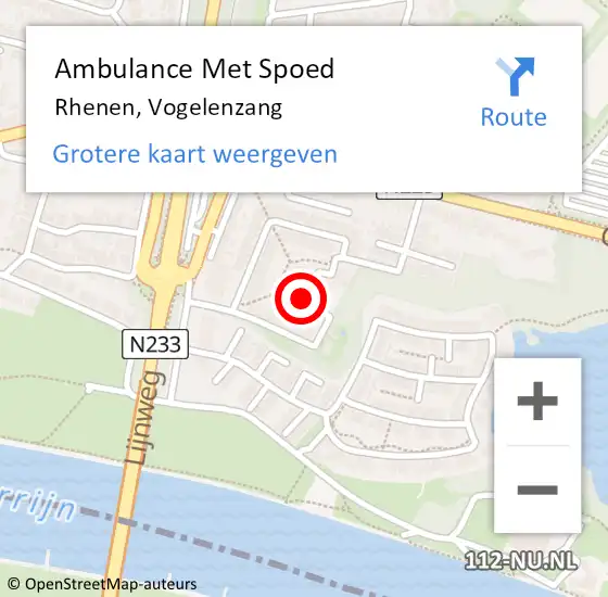 Locatie op kaart van de 112 melding: Ambulance Met Spoed Naar Rhenen, Vogelenzang op 20 januari 2021 12:09