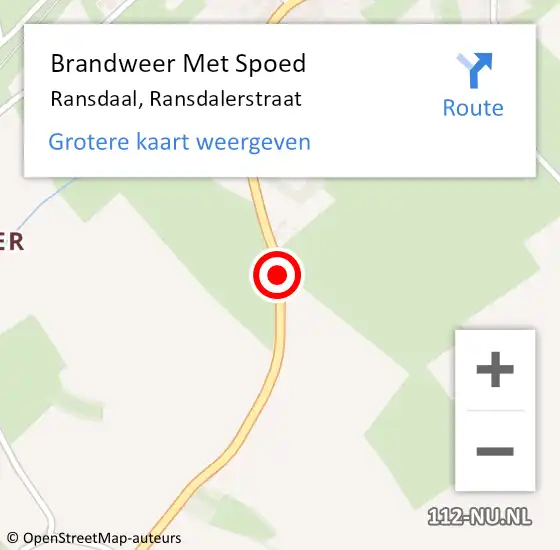 Locatie op kaart van de 112 melding: Brandweer Met Spoed Naar Ransdaal, Ransdalerstraat op 20 januari 2021 12:17