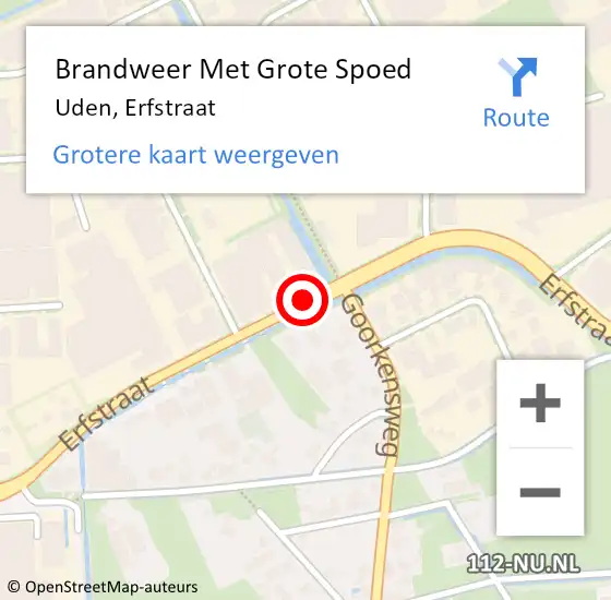 Locatie op kaart van de 112 melding: Brandweer Met Grote Spoed Naar Uden, Erfstraat op 20 januari 2021 12:27