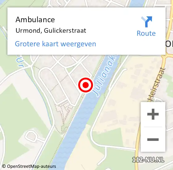 Locatie op kaart van de 112 melding: Ambulance Urmond, Gulickerstraat op 20 januari 2021 13:43