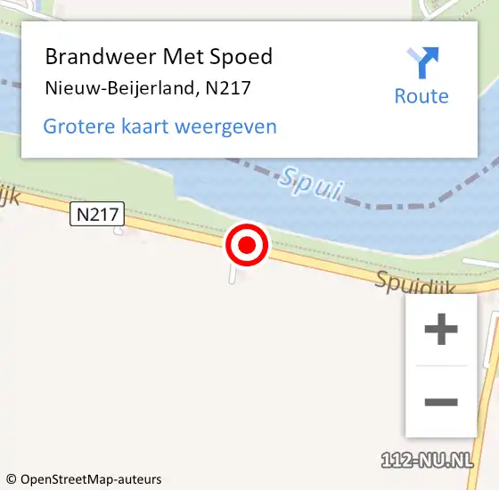 Locatie op kaart van de 112 melding: Brandweer Met Spoed Naar Nieuw-Beijerland, N217 op 20 januari 2021 14:57