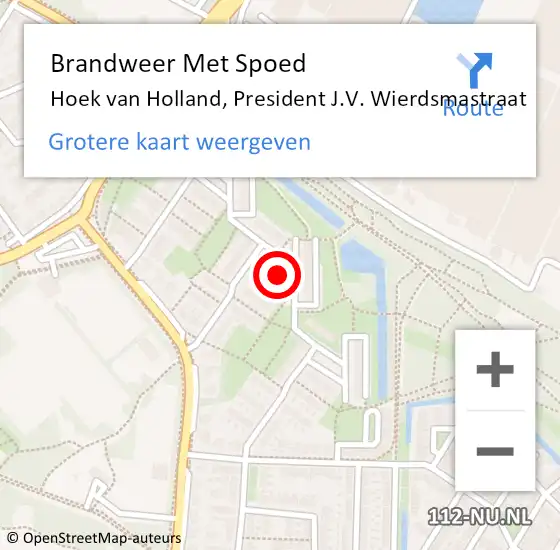 Locatie op kaart van de 112 melding: Brandweer Met Spoed Naar Hoek van Holland, President J.V. Wierdsmastraat op 20 januari 2021 15:18